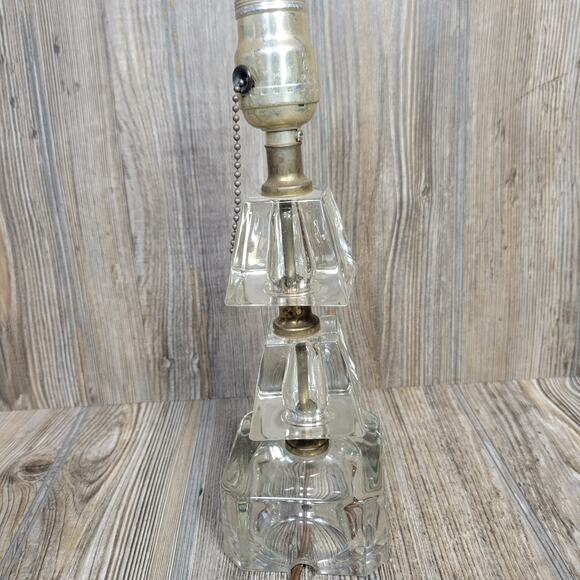 Vintage Vanity Lamp Glass Crystal Clear Boudoir Table Dresser - Picture 3 of 8